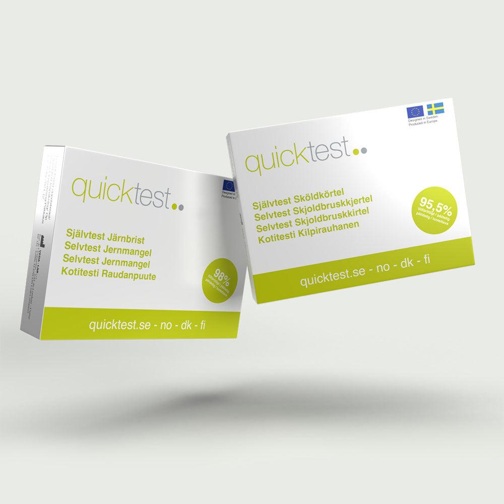 Järn och Sköldkörteltest kombipaket från Quicktest förpackning