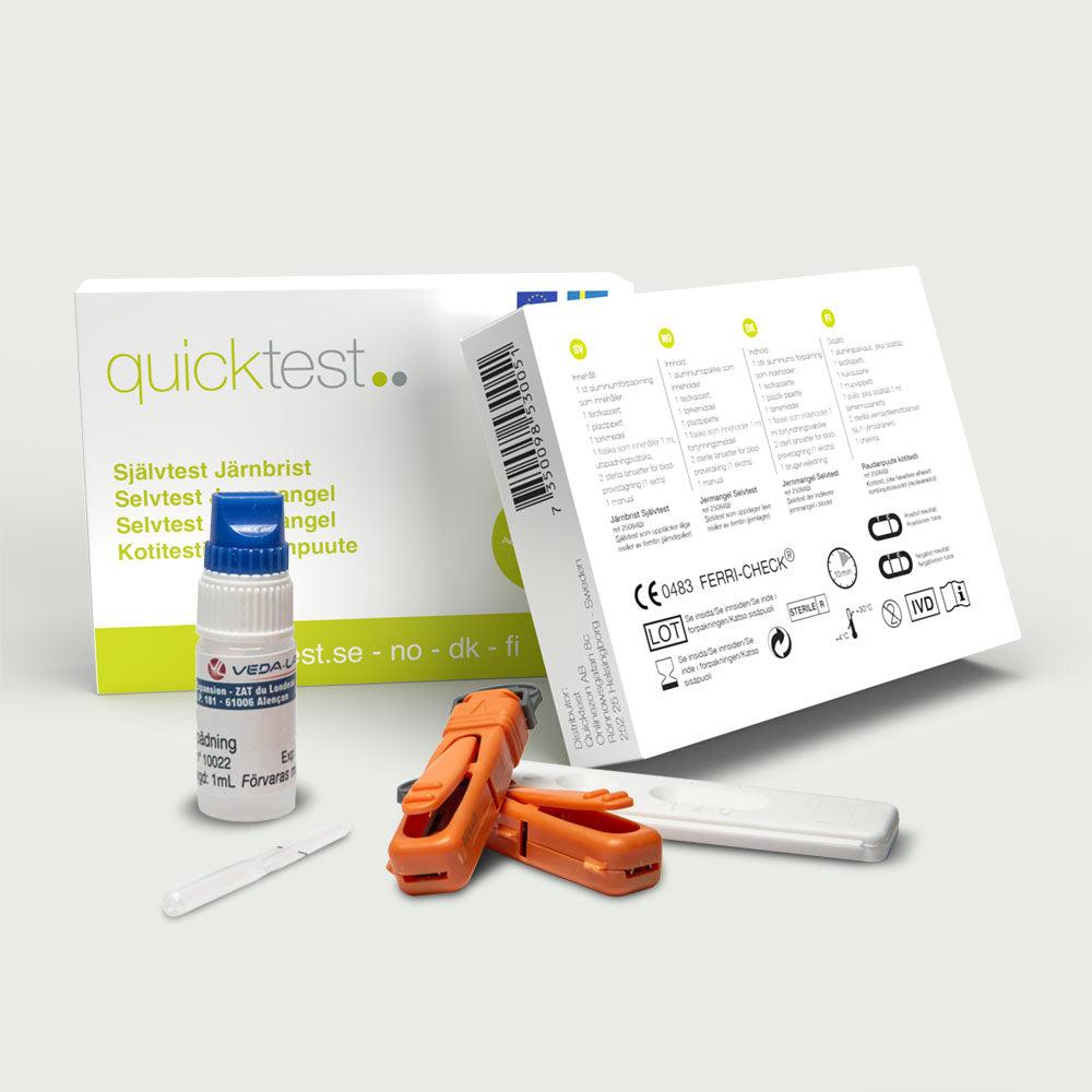Järnbristtest snabbtest kassett från Quicktest förpackning