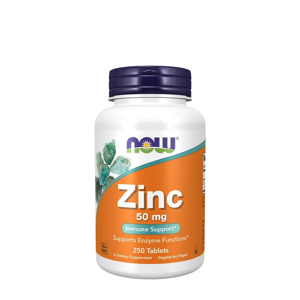 NOW Foods Zink 50 mg 250 tabletter stor förpackning