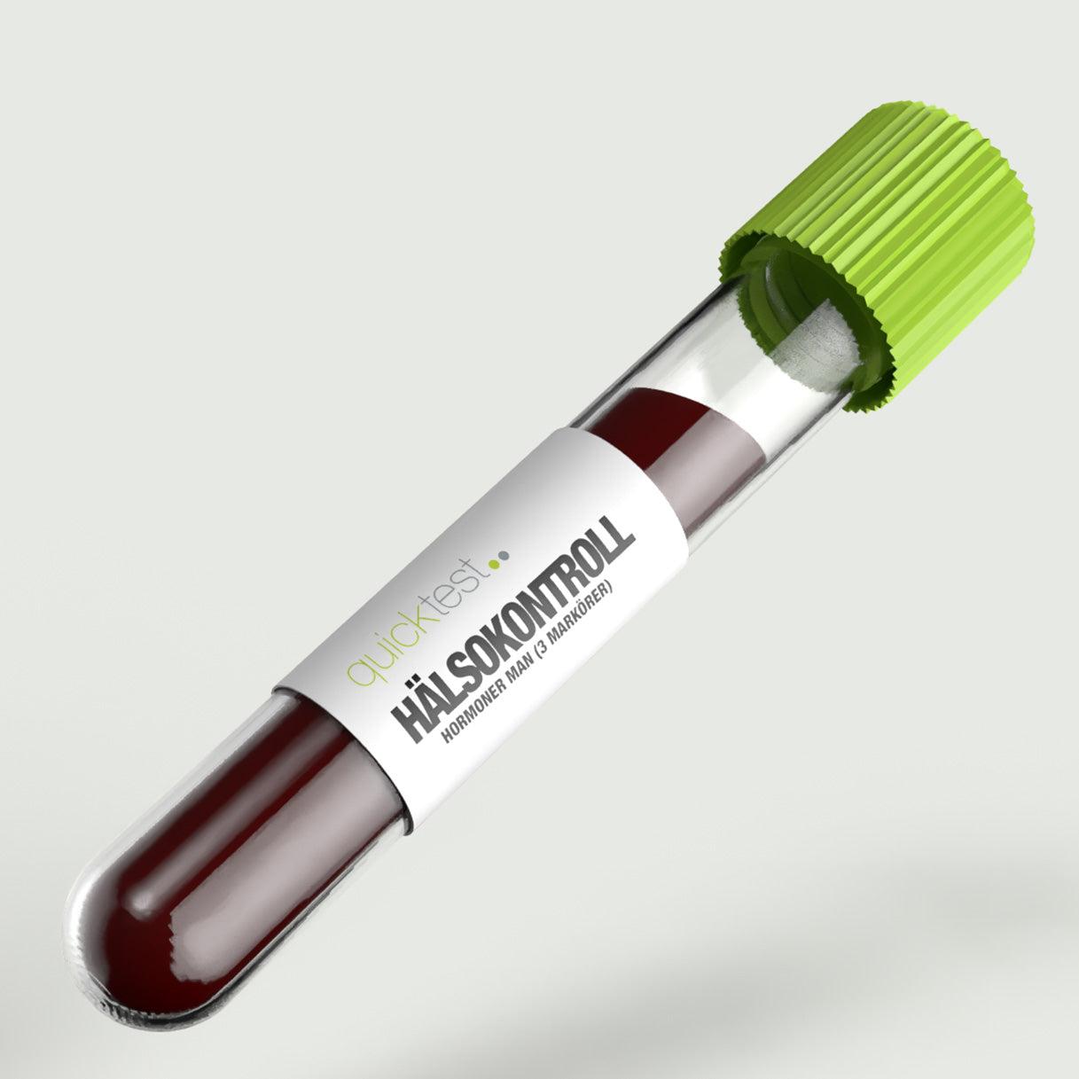 Quicktest Hälsokontroll Hormoner Man hemmatest kit med tre markörer för testosteron LH och SHBG