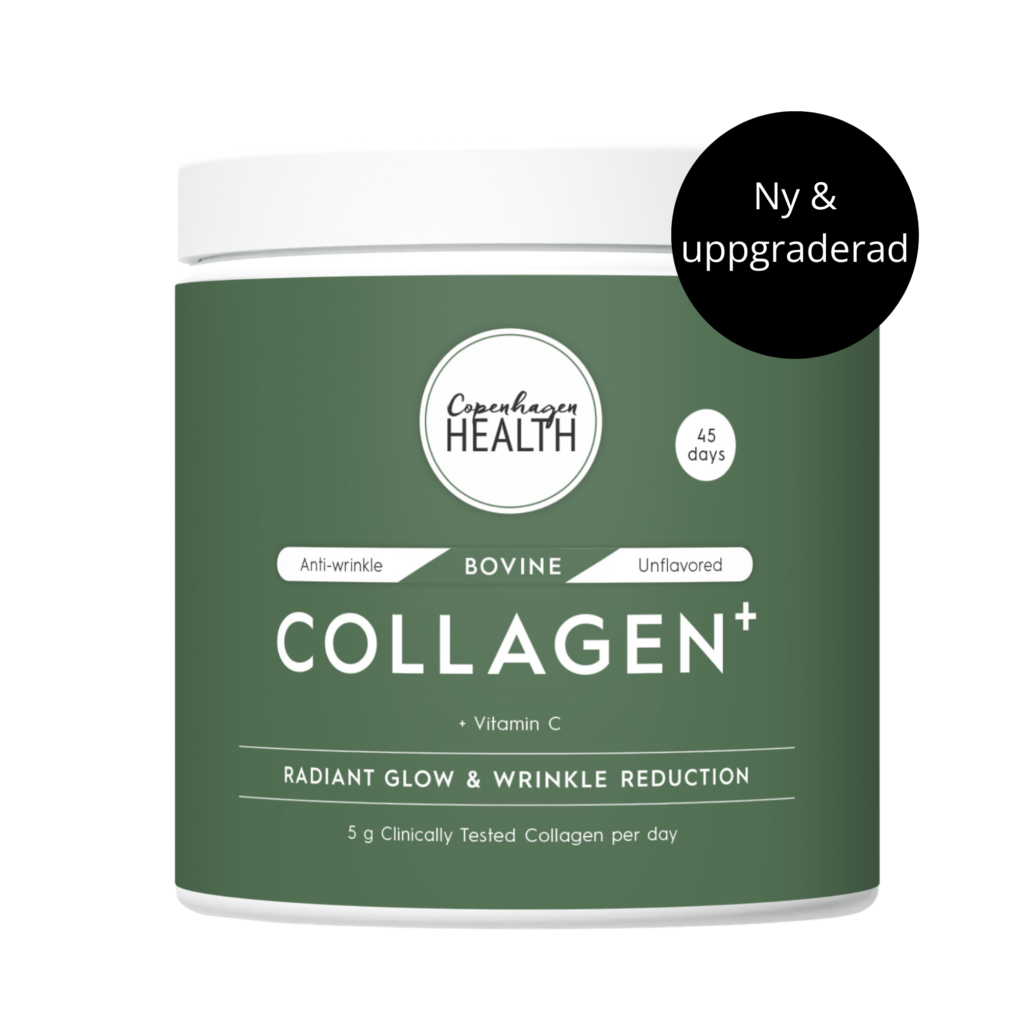 Bovine Collagen+ pulverburk från Copenhagen Health framsida