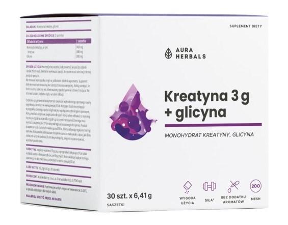 Aura Herbals Kreatinmonohydrat med Glycin i portionspåsar