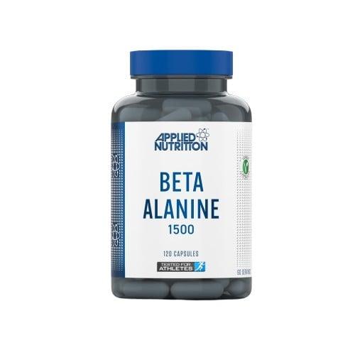 Applied Nutrition Beta-Alanine 1500 mg, vit och blå kapselburk med 120 kapslar