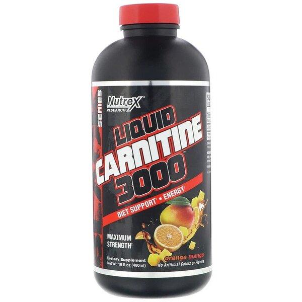 Nutrex Flytande L-karnitin 3000 apelsin mango 480 ml flaska orange