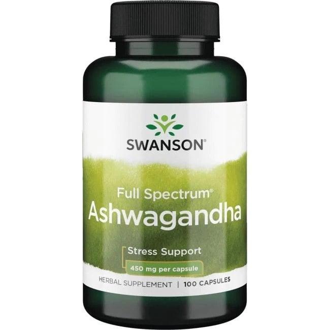 Swanson Ashwagandha 450 mg 100 kapslar förpackning