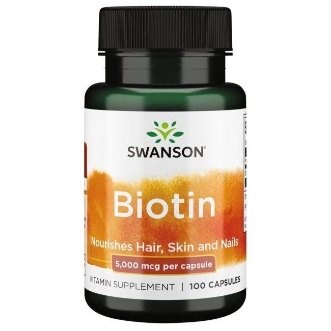 Swanson Biotin 5000 mcg 100 kapslar vit burk