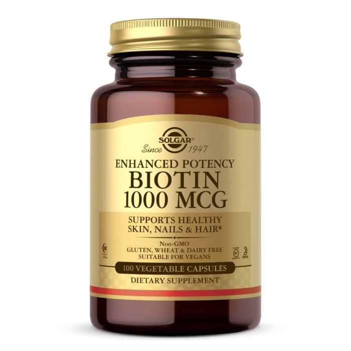 Solgar Biotin 1000 mcg 100 kapslar i klassisk brun glasburk
